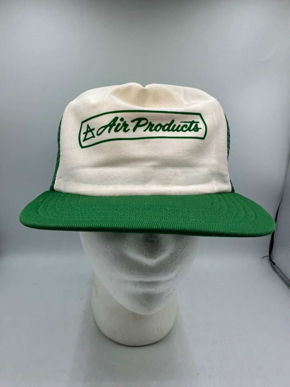 Vtg Air Products Hat Made USA Snapback Trucker Cap Mesh Green White